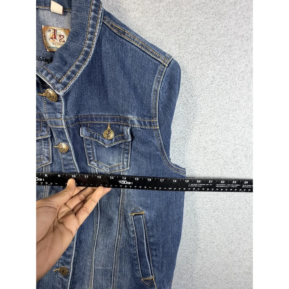 J2 By Jou Jou Denim Jacket Juniors Large Blue Button Front Pockets Casual